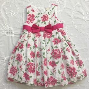 Pink Floral Print Knit Summer Dress